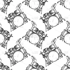 式样,爵士鼓,乐队,设备用品,岩石,粗糙的,草图,踢,复古,绘制