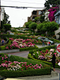 Lombard Street. San Francisco, California. Most crooked street in the world. I've walked it and driven it.... Much prefer walking it to driving it!!!: