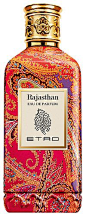 Rajasthan perfume by Etro opens with luminous accords of lemon combined with elegant Damascus rose and its powerful sweetness. A gentle note in top notes is provided by yellow mimosa. The heart accentuates floral notes of acacia spiced with pink pepper an