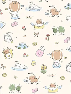 887期 手帐风卡通小猫咪 图案壁纸 - 小红书