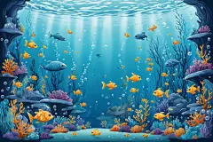 海洋生物珊瑚海洋插画图片