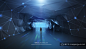 蓝色科技感信息技术网格线条光效三维立体空间高清背景海报PSD设计素材#83106 :  