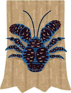 椰子蟹的插图，椰子蟹是一种没有壳并且体型很大的寄居蟹。它是世界上最大的甲壳类动物yadokari_yashigani_tree