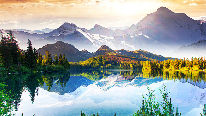 湖泊高山自然风景壁纸
