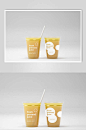 黄色奶茶饮品包装样机-众图网