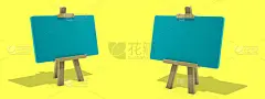 两个蓝色空白展示板，黄色背景，用于显示任何信息。时尚简约的呈现