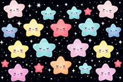 Q版彩色可爱星星图片插画素材