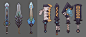 Dauntless - Swords Development, Avery Coleman : The Dauntless team let me make a bazilion and three big two handed swords for their team. Here's a bunch and some of the work in progress iterations! It was unique because  these were very fast and they expl