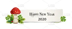 贺卡,新年前夕,浆果,绘画插图,运气,冬青树,枝,矢量,蘑菇,三叶草