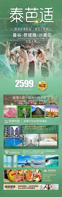 泰国泼水节 【酷图网】海报,长图,旅游,芭堤雅,曼谷,泰国泼水节,