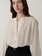 PF23 Silk 실크 Trimming Blouse White