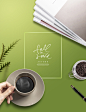 书本绿叶 咖啡豆 手拿咖啡 清新自然 爱情海报设计PSD d210t001433