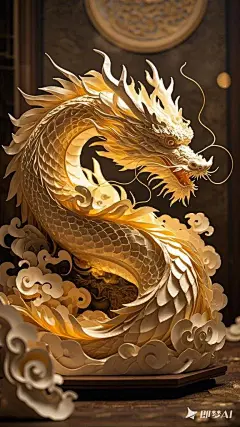 喜庆吉祥中国龙纸雕浮雕AI绘画手机壁纸 - 小红书