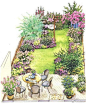 #造园记# 一组小庭院设计效果图给大家做参考，阳光房和菜园的元素都有啦，有你喜欢的吗？