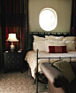 love the white bedding and dark furniture w/ accent pillow