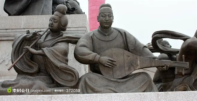 唐代宫廷乐师演奏器乐场景雕塑摄影素材-花瓣网