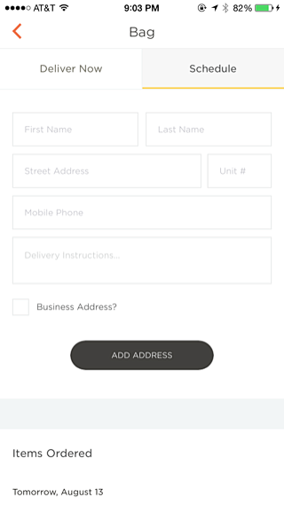 Munchery iPhone form...