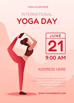 卡通手绘扁平瑜伽运动海报设计