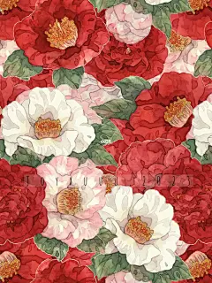 红白山茶✨｜左滑自取壁纸