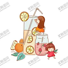 饮料饮品夏季人物合成海报素材 【酷图网】饮料,饮品,夏季,人物,合成,海报,素材