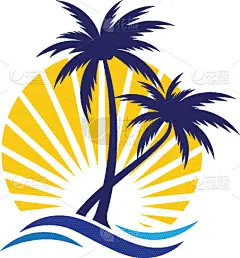 palm tree summer logo template