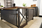 The industrial L shape Carruca Office Desk - Large Executive Desk - Modern Industrial Office Design : The Original Carruca Office L shape desk (kuh-ROO-kuh), named after a heavy, Iron Age wheeled plow, is a unique original design desk can be customized to