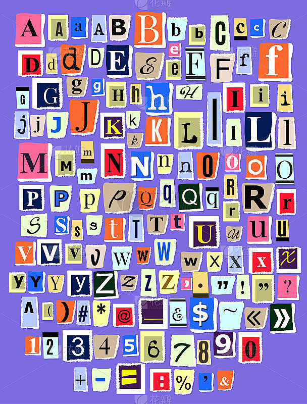 字母拼贴ABC向量字母字体字母剪出n