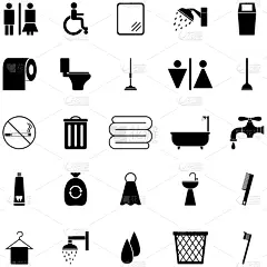 卫生间,图标集,分离着色,男孩,男人,图像,女人,设备用品,矢量,浴室