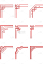 中国风中式红色边框边框角元素素材