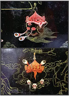 在藏传佛教的壁画中，经常能看到这些眼珠突出的恐怖鬼怪，看着有点毛骨悚然。,木头