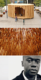 David Adjaye是黑人建筑师当中最有国际影响力的一位，这个木头展厅叫做“Sclera（巩膜）”，平面为8米乘以5米的椭圆形，全部使用美国鹅掌楸木制作。