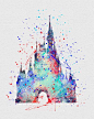 Cinderella Castle Watercolor Art - VividEditions: 
