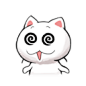 [猫斯拉表情之眩晕] - #QQ表情##猫斯拉# - 猫斯拉QQ表情是一只白色的猫咪表情，长着两根猫须，黑黑的小眼睛，表情很欢乐，欢迎下载！