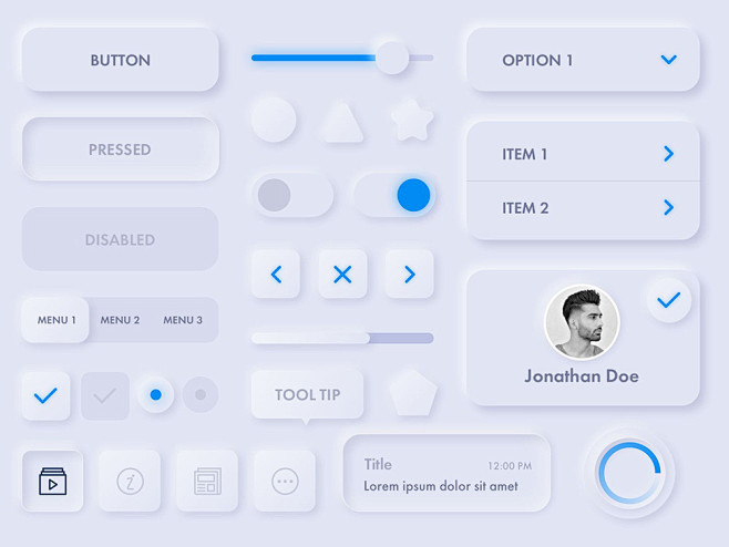 12款Neumorphism新拟物化控件...