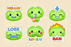 青蛙表情包矢量图设计素材