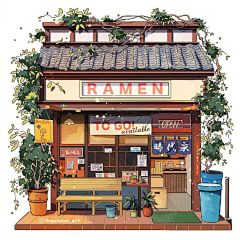 木宝本宝采集到门面店铺插画