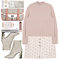 A fashion look from December 2015 featuring pink sweater, white skirt and high heel shoes. Browse and shop related looks.