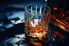 玻璃杯洋酒瓶子酒瓶威士忌图片摄影图