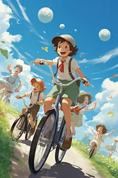 数字艺术学生放假开心过暑假扁平风插画