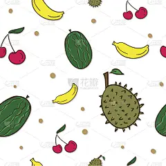 图案水果榴莲，樱桃，香蕉，西瓜