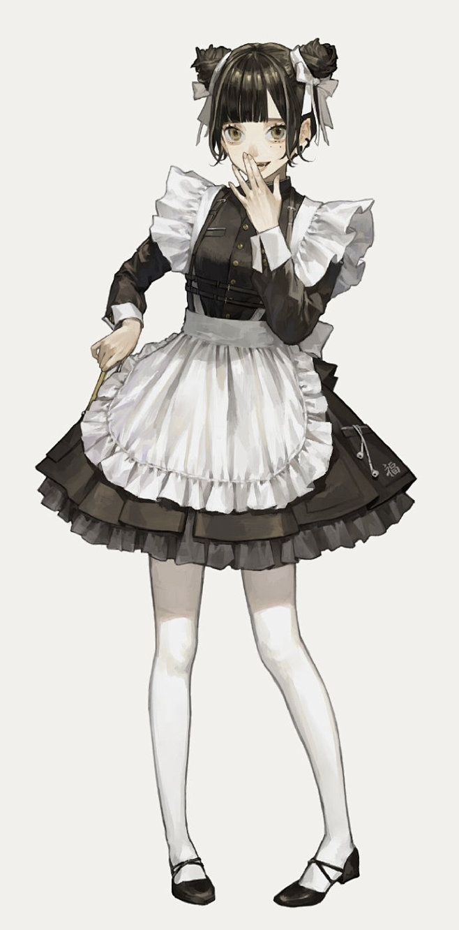 日本插画师 坂内若 一组穿裙子的女孩插画...