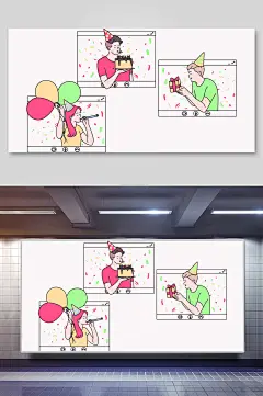 唯美简约生活办公场景人物矢量插画