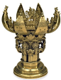 大英博物馆，伦敦：在铰接式莲（17〜18世纪）信贷的形式鎏金青铜曼荼罗