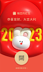 膨胀风可爱兔子新年春节微信红包封面