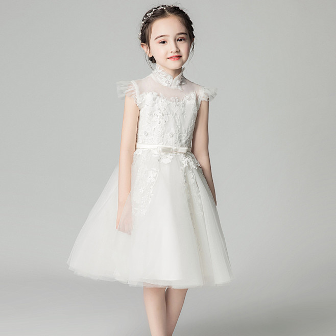 儿童晚礼服公主裙小花童女童宝宝婚纱蓬蓬裙...