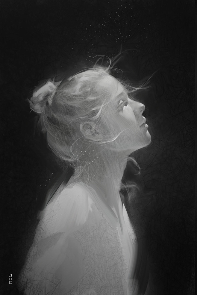 头像原画# #黑白素描# #侧脸# #.