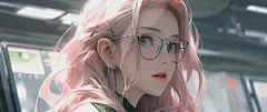 粉色长发女孩 眼镜3440*1440带鱼屏动漫壁纸_4K动漫图片_彼岸图网pic.netbian.com