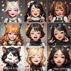 松鼠头女孩AI表情包_提示词查看_Stable Diffusion_ai绘图工具关键词描述词咒语_1024X1024像素-拟人化,贴纸,迪士尼,女孩,表情包,松鼠头-提示词编号:2023070410192289-绘ai-www.ai016.com