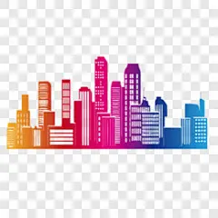 手绘矢量图渐变城市建筑剪影插画元素装饰图案PNG图片➤来自 PNG搜索网 pngss.com 免费免扣png素材下载！