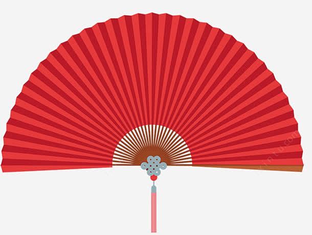 创意合成手绘红色的扇子效果设计png免抠...